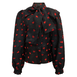 ELINA LS BLOUSE BLACK RED HEART